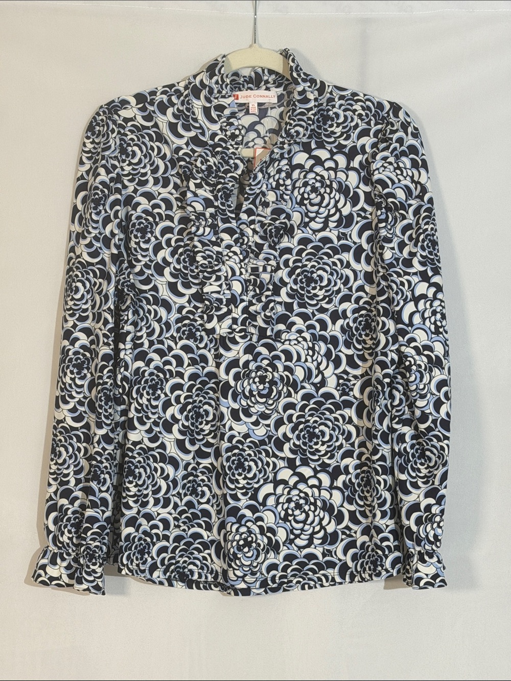 NWT Jude Connally Wren Long Sleeve Top XL In Blooms Navy Print